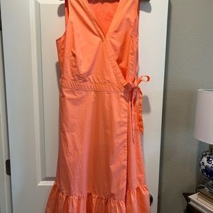 Talbots coral colored wrap dress.